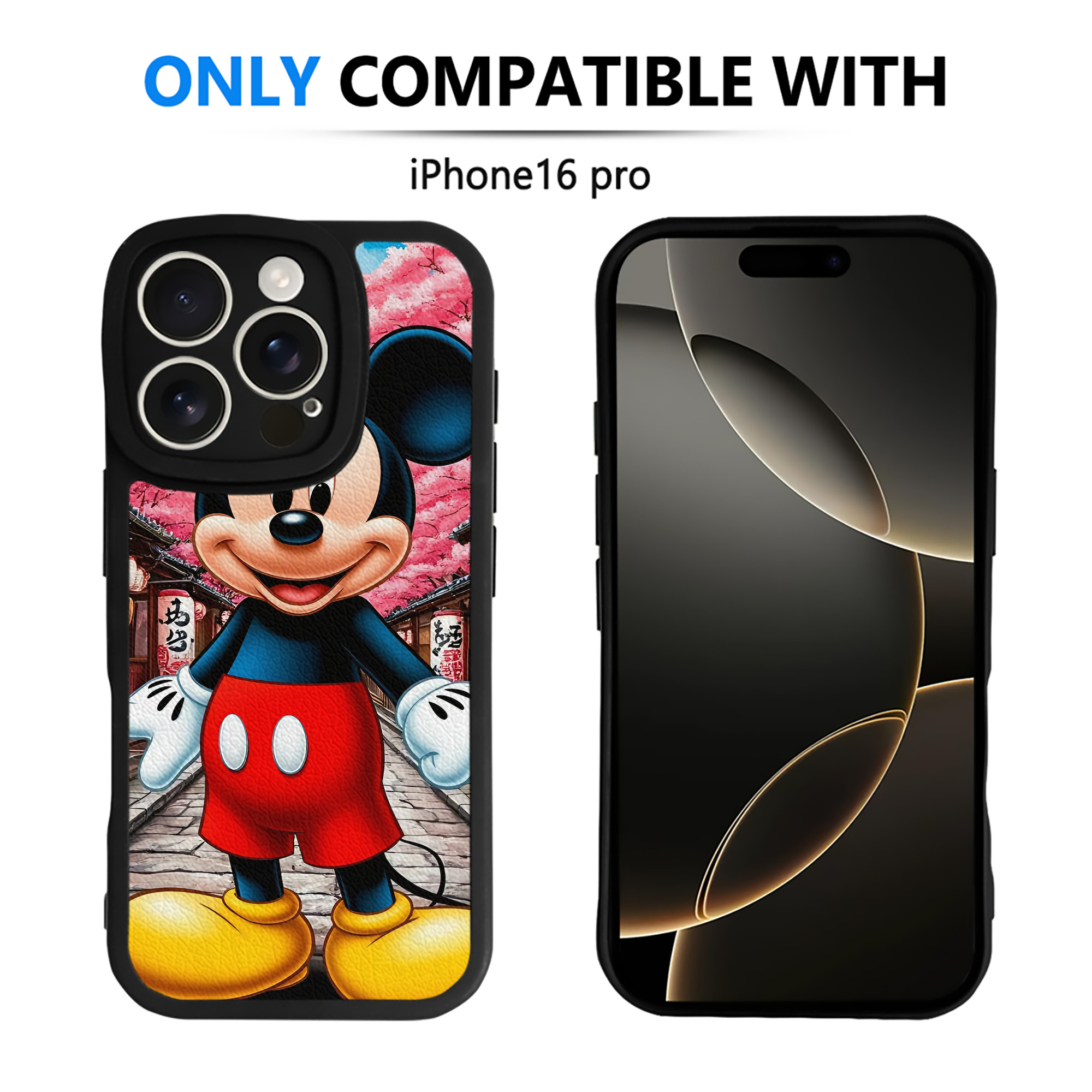 （画像用） ミッキーマウス Mickey Mouse 【iPhone 16シリーズ対応】シリコンスマホケース（レザー調） 材質：シリコン